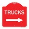 Signmission Trucks Sign Trucks W/ Right Arrow, Red & White Aluminum Architectural Sign, 18" x 18", RW-1818-22780 A-DES-RW-1818-22780 - alternate 1
